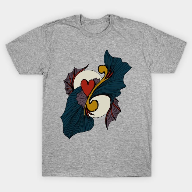 Abstract Dragon Heart, Dark Tones T-Shirt by Minervalus-Art